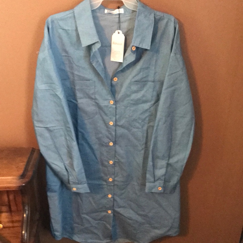 Cute denim dress or long shirt for leggings